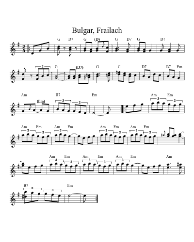 Bulgar, Frailach (Version 13) sheet music preview