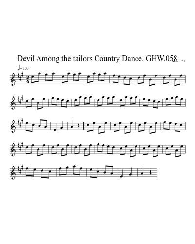 Devil Among the tailors Country Dance. GHW.058