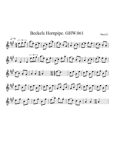 Beckels Hornpipe. GHW.061