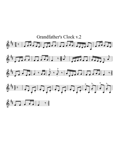 Grandfather's Clock v.2 sheet music preview