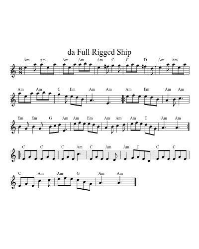 Da Full Rigged Ship (Version 9) sheet music preview
