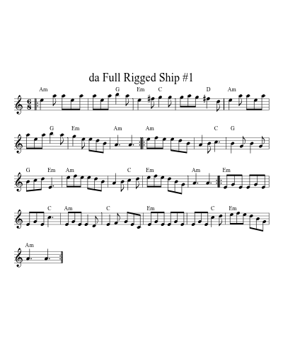 da Full Rigged Ship #1 (Version 2) sheet music preview