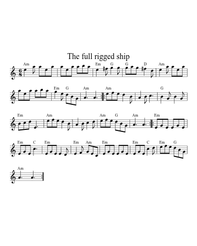 The full rigged ship (Version 2) sheet music preview