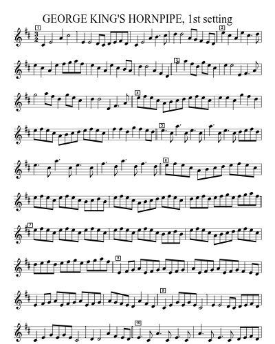 GEORGE KING'S HORNPIPE, 1st setting preview
