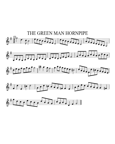 THE GREEN MAN HORNPIPE sheet music preview