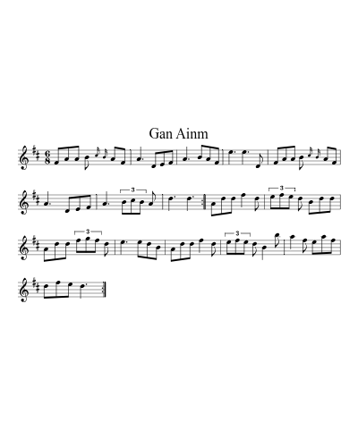 Gan Ainm (Version 17) sheet music preview