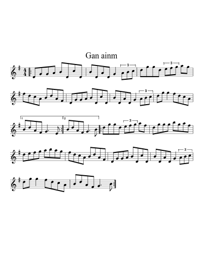 Gan Ainm (Version 18) sheet music preview