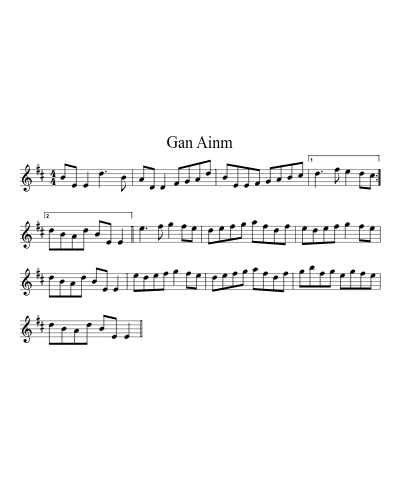 Gan Ainm (Version 23) sheet music preview