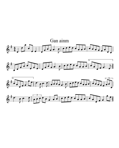Gan Ainm (Version 36) sheet music preview
