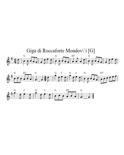 How to Play Giga di Roccaforte Mondov\`i [G] (Version 3) — Free Sheet ...