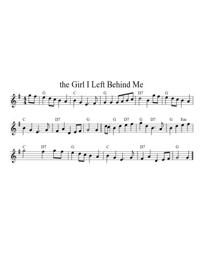The girl I left behind me (Version 8) sheet music preview