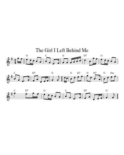 The girl I left behind me (Version 9) sheet music preview