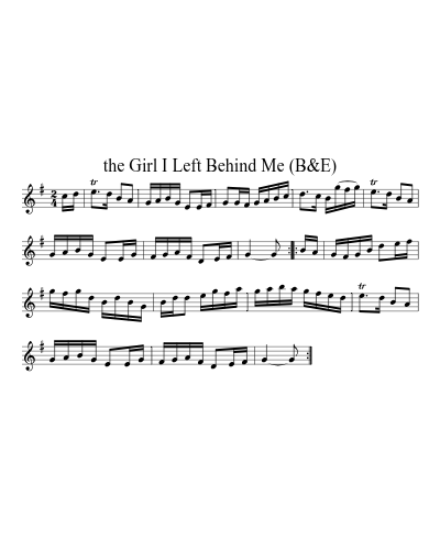 the Girl I Left Behind Me (B&E) sheet music preview