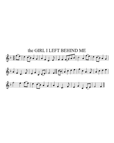 The girl I left behind me (Version 19) sheet music preview
