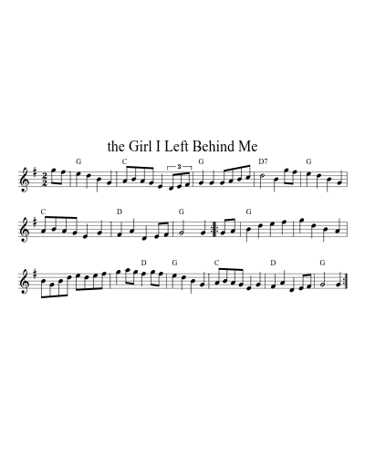 The girl I left behind me (Version 20) sheet music preview
