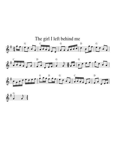 The girl I left behind me (Version 21) sheet music preview