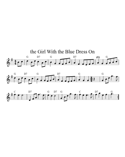 the Girl With the Blue Dress On (Version 2) sheet music preview