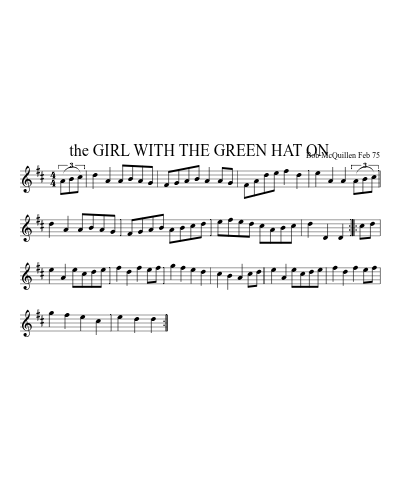 the GIRL WITH THE GREEN HAT ON (Girl With The Green Hat On) sheet music preview