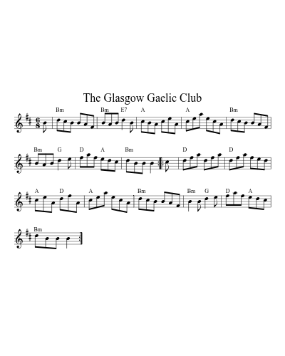 The Glasgow Gaelic Club (Glasgow Gaelic Club) (#29305) sheet music preview