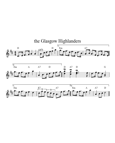 the Glasgow Highlanders (Version 5) sheet music preview