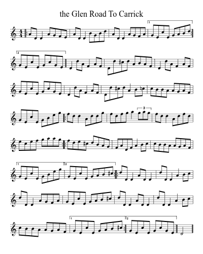 The glen road to Carrick (Version 4) sheet music preview