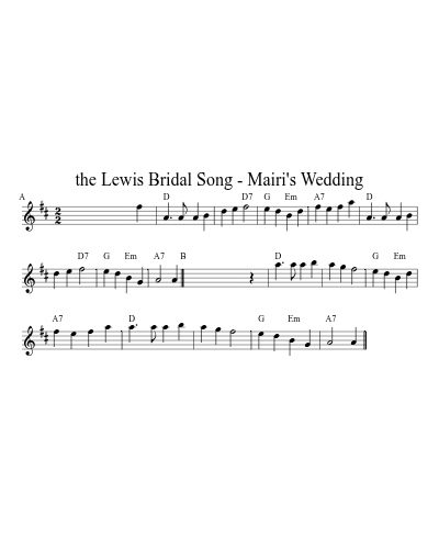 the Lewis Bridal Song - Mairi's Wedding sheet music preview