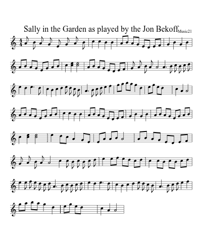 Sally in the Garden as played by the Jon Bekoff