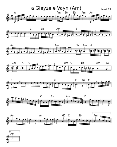 a Gleyzele Vayn    (Am) (Version 2)