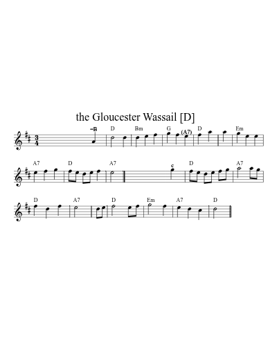 the Gloucester Wassail   [D] sheet music preview