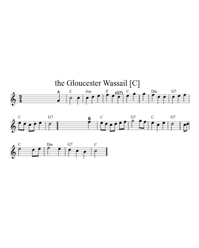 the Gloucester Wassail   [C] sheet music preview