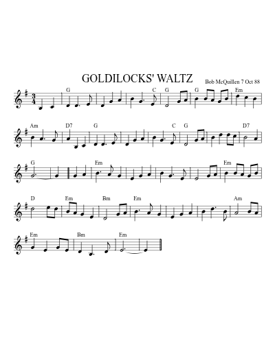 GOLDILOCKS' WALTZ (Version 2)