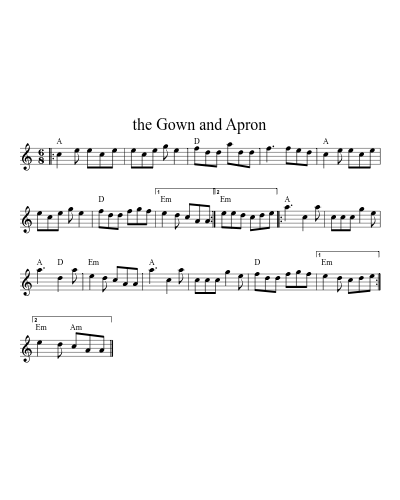 the Gown and Apron sheet music preview