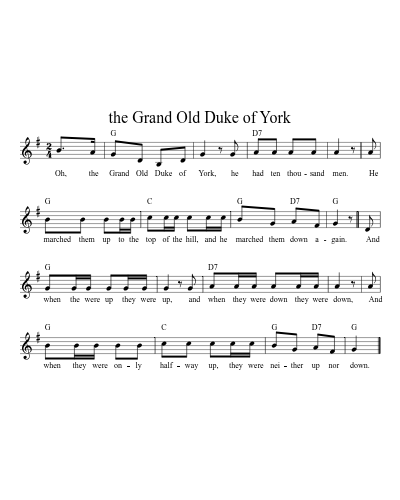 the Grand Old Duke of York (Version 4)
