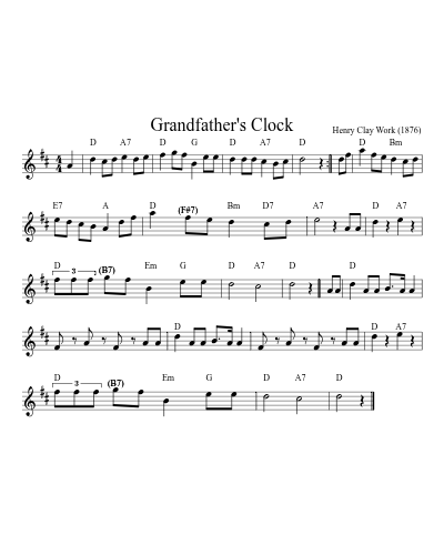 Grandfather's Clock (Version 6) sheet music preview