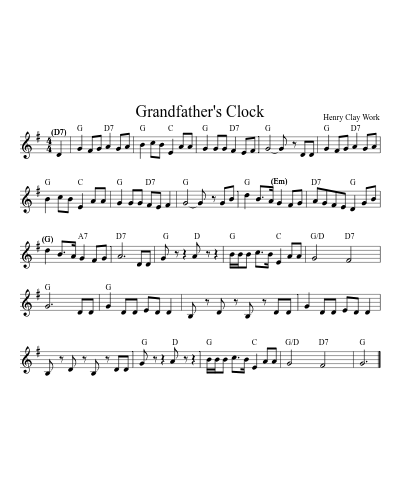 Grandfather's Clock (Version 8) sheet music preview