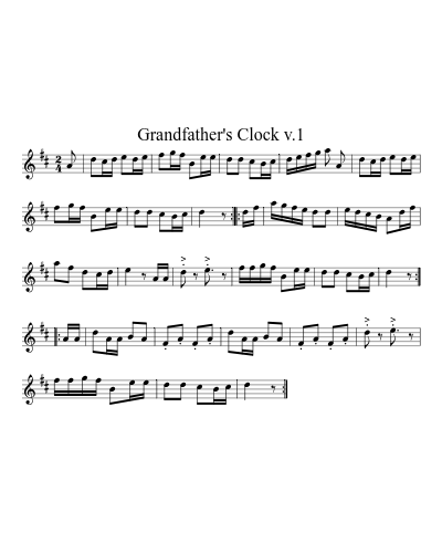 Grandfather's Clock v.1 (Version 2) sheet music preview