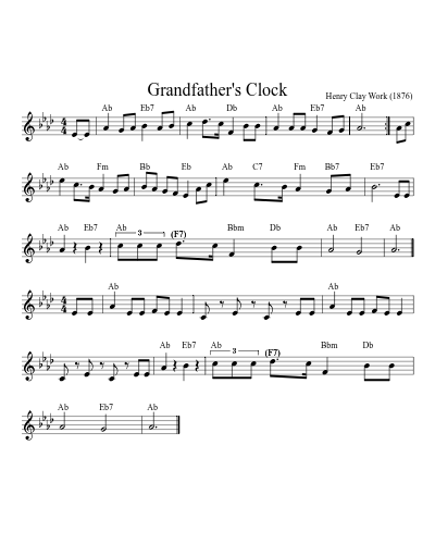 Grandfather's Clock (Version 9) sheet music preview