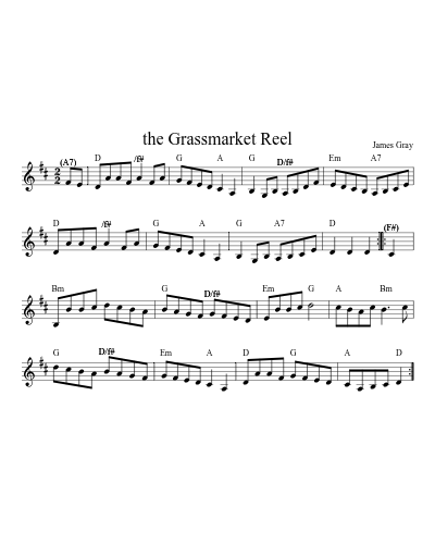 the Grassmarket Reel sheet music preview