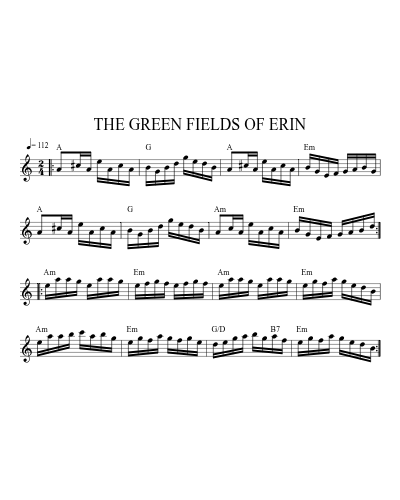 THE GREEN FIELDS OF ERIN sheet music preview