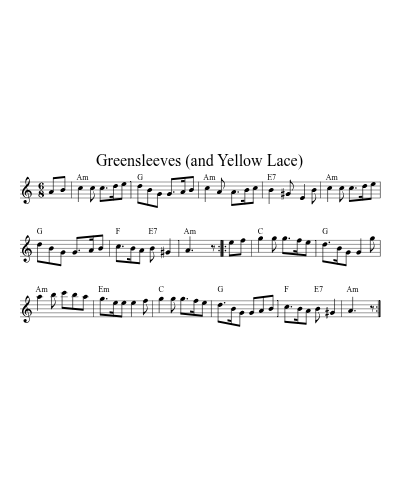 Greensleeves (and Yellow Lace) (Green Sleeves) sheet music preview