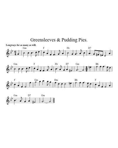 Greensleeves & Pudding Pies. sheet music preview