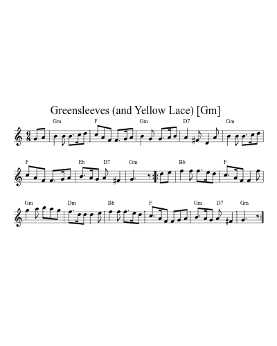 Greensleeves (and Yellow Lace)   [Gm] (Version 2)