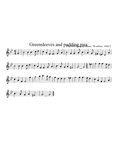 Greensleeves and pudding pies (Version 4) sheet music preview