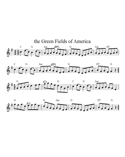The Green Fields Of America (Version 11) sheet music preview