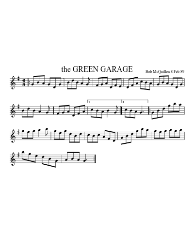 the GREEN GARAGE (Green Garage) sheet music preview