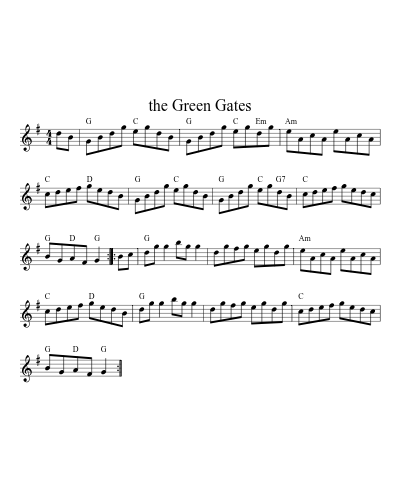 The Green Gates (Version 4) sheet music preview