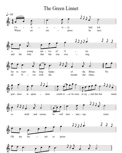 The green linnet (Version 4) sheet music preview