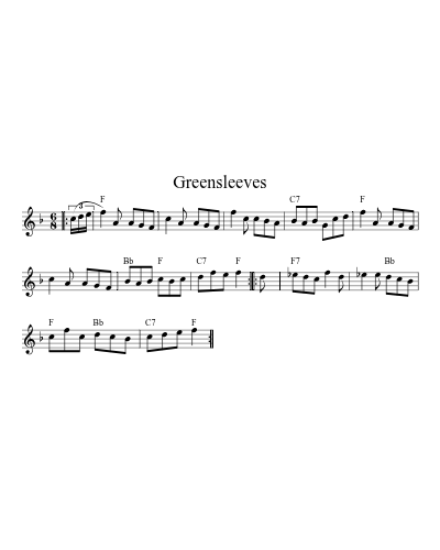 Greensleeves (and Yellow Lace) (Green Sleeves) (#30218) sheet music preview