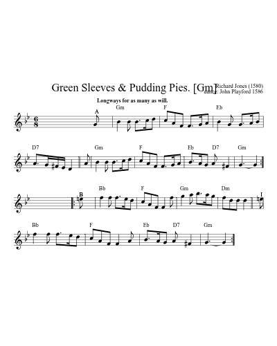 Green Sleeves & Pudding Pies.    [Gm] (Version 2)