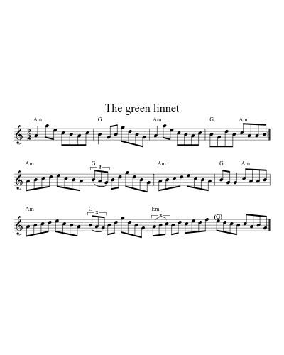 The green linnet (Version 5) sheet music preview